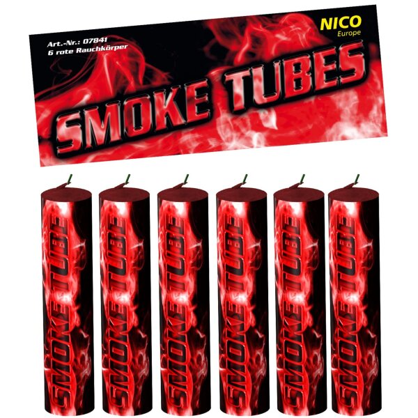 Nico Europe Rauchfackel Rot Smoke Tubes 6er-Beutel